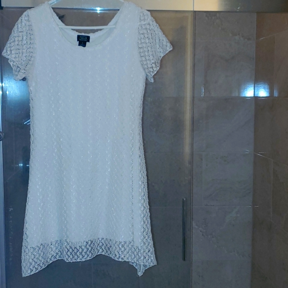 Sequin and lace white dress